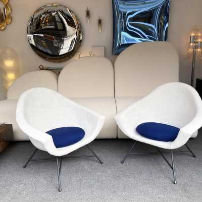 pair of armchairs 58 Genevieve Dangles Christian Defrance burov france 1950 1960