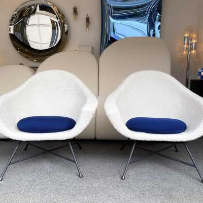 pair of armchairs 58 Genevieve Dangles Christian Defrance burov france 1950 1960