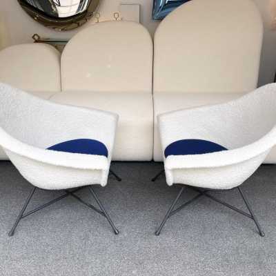 pair of armchairs 58 Genevieve Dangles Christian Defrance burov france 1950 1960