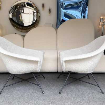 pair of armchairs 58 Genevieve Dangles Christian Defrance burov france 1950 1960