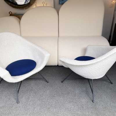 pair of armchairs 58 Genevieve Dangles Christian Defrance burov france 1950 1960