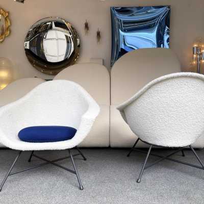 pair of armchairs 58 Genevieve Dangles Christian Defrance burov france 1950 1960