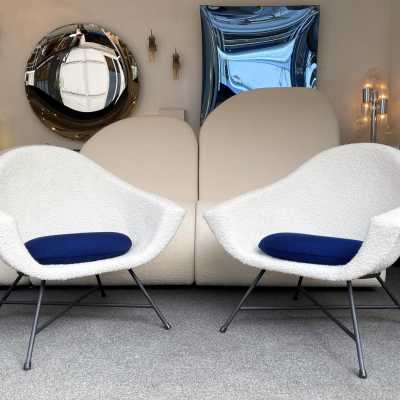pair of armchairs 58 Genevieve Dangles Christian Defrance burov france 1950 1960