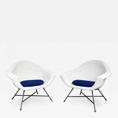 pair of armchairs 58 Genevieve Dangles Christian Defrance burov france 1950 1960