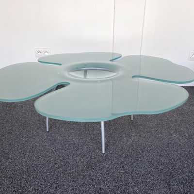 Flower coffee table in glass and metal by Glas Italia. Italy 1990