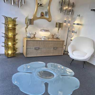 Flower coffee table in glass and metal by Glas Italia. Italy 1990