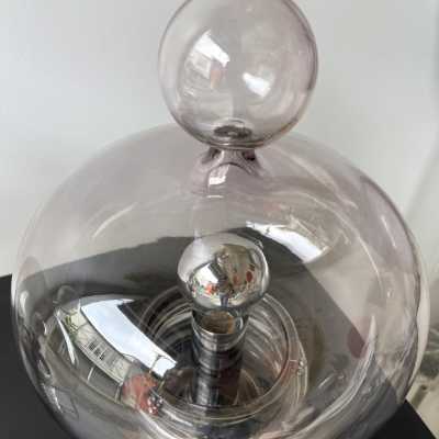 Pair of lamps in gray smoked glass and chromed metal by Glashütte Limburg. Germany 1970. in the style of Venini, Vistosi, Veronese, La Murrina, Stilux, Aldo Carlo Nason, Stilnovo, Joe Colombo, Arteluce, Arredoluce, Italian design Lumi, Luci, Rggiani, Sciolari, Werner Pantone, Luigi Colani, Raak, Angelo Lelii, Angelo Brotto, Esperia, Francesco Bocola, Superstudio, Enrico Tronconi, Mario Bellini, Harvey Guzzini, Luigi Massoni, Martinelli, Pierre Cardin, Fabio Lenci, Gio Ponti. sconces chandelier suspension