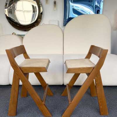 pair counter stools counter wooden rope compass perriand jeanneret le corbusiers 1950 1960