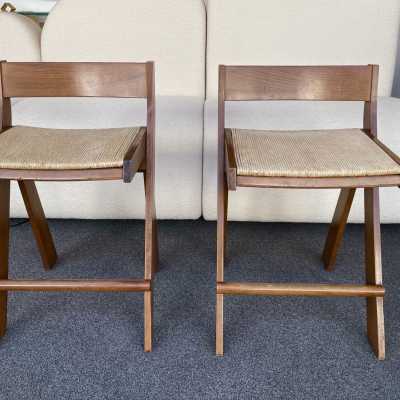 pair counter stools counter wooden rope compass perriand jeanneret le corbusiers 1950 1960