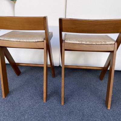 pair counter stools counter wooden rope compass perriand jeanneret le corbusiers 1950 1960