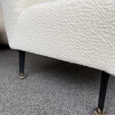 pair of armchairs, fabrics bouclé metal brass studio apa lenzi italy 1950 1960