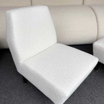 pair of armchairs, fabrics bouclé metal brass studio apa lenzi italy 1950 1960
