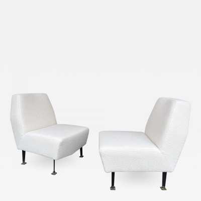 pair of armchairs, fabrics bouclé metal brass studio apa lenzi italy 1950 1960