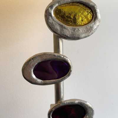 floor lamp lamp metal silver gilt bronze the heirs fondica enamel france 1980 1990