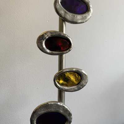 floor lamp lamp metal silver gilt bronze the heirs fondica enamel france 1980 1990