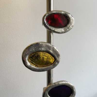 floor lamp lamp metal silver gilt bronze the heirs fondica enamel france 1980 1990