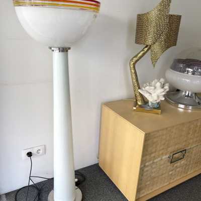 floor lamp murano glass metal brass roberto pamio leucos mazzega carlo nason italy 1970 1980