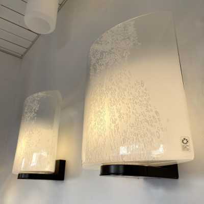 sconces lamp pair murano glass metal leucos roberto pamio italy 1970 1980