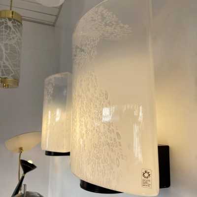 sconces lamp pair murano glass metal leucos roberto pamio italy 1970 1980
