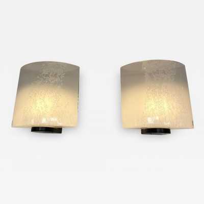 sconces lamp pair murano glass metal leucos roberto pamio italy 1970 1980