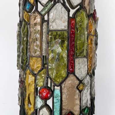 wall lamp wrought iron hammered glass longobard poliarte biancardi jordan golden italy 1970