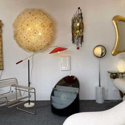 wall lamp wrought iron hammered glass longobard poliarte biancardi jordan golden italy 1970
