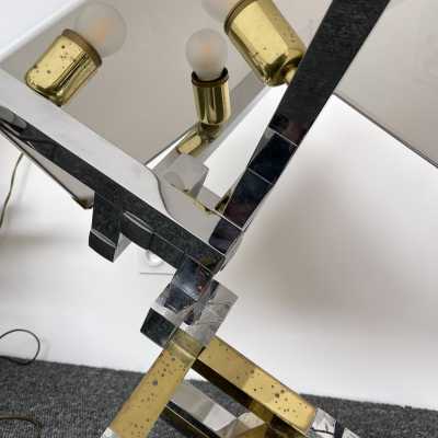 pair lamps lumica brass chromed metal willy rizzo spain barcelona 1970