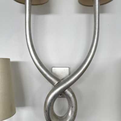 wall lights pair knot metal cast iron leaf silver france 1970 1980 lucien gau jansen house