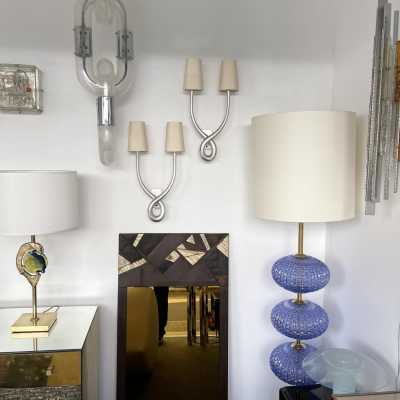 wall lights pair knot metal cast iron leaf silver france 1970 1980 lucien gau jansen house