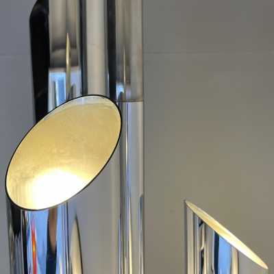chandelier suspension metal tube glass murano chrome mazzega italy 1970