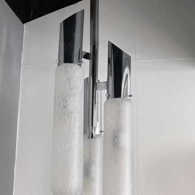 chandelier suspension metal tube glass murano chrome mazzega italy 1970