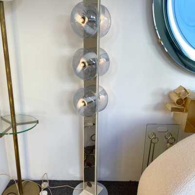 floor lamp metal chrome murano glass donuts mazzega carlo nason aldo italy 1970