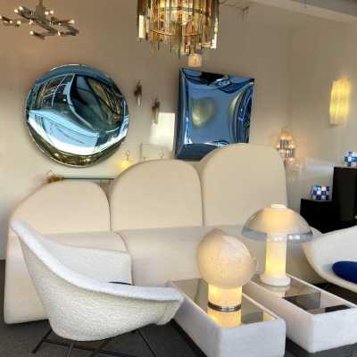 floor lamp metal chrome murano glass donuts mazzega carlo nason aldo italy 1970
