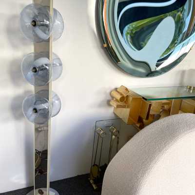 floor lamp metal chrome murano glass donuts mazzega carlo nason aldo italy 1970