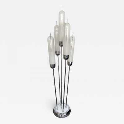 Reed floor lamp in Murano glass and chromed metal by Mazzega. Italy 1970. in the style of Venini, La Murrina, Seguso, Carlo Aldo Nason, Poliarte, Esperia, Angelo Brotto, Stilnovo, Arteluce, Arredoluce, Artemide, Pierre Cardin, Lumi, Luci, Raak, Angelo Lelii, Francesco Bocola, Superstudio, Enrico Tronconi, Mario Bellini, Harvey Guzzini, Luigi Massoni, Martinelli, Fabio Lenci, Gio Ponti. mid-century chandelier pendant lamps