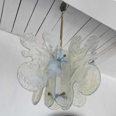 Cloud suspension or chandelier in opal Murano glass and metal by Carlo Nason for Mazzega. Italy 1970 aldo venini vistosi la murrina