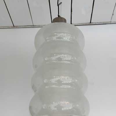 Chandelier or suspension in white smoked Murano glass and stainless steel by Carlo Nason for Mazzega. Italy 1970. in the style of Venini, Veronese, La Murrina, Aldo Nason, Stilnovo, Joe Colombo, Arteluce, Arredoluce, Lumi, Luci, Rggiani, Sciolari, Werner Pantone, Luigi Colani, Raak, Angelo Lelii, Angelo Brotto, Esperia, Pierre Cardin brass wall lamps mid-century modern space age 1980 stainless steel
