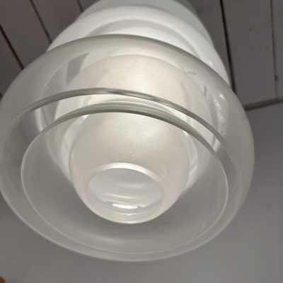 Chandelier or suspension in white smoked Murano glass and stainless steel by Carlo Nason for Mazzega. Italy 1970. in the style of Venini, Veronese, La Murrina, Aldo Nason, Stilnovo, Joe Colombo, Arteluce, Arredoluce, Lumi, Luci, Rggiani, Sciolari, Werner Pantone, Luigi Colani, Raak, Angelo Lelii, Angelo Brotto, Esperia, Pierre Cardin brass wall lamps mid-century modern space age 1980 stainless steel