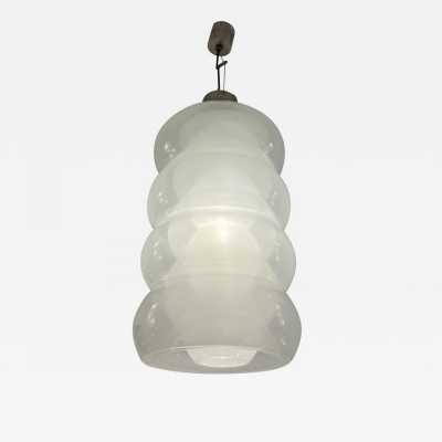 Chandelier or suspension in white smoked Murano glass and stainless steel by Carlo Nason for Mazzega. Italy 1970. in the style of Venini, Veronese, La Murrina, Aldo Nason, Stilnovo, Joe Colombo, Arteluce, Arredoluce, Lumi, Luci, Rggiani, Sciolari, Werner Pantone, Luigi Colani, Raak, Angelo Lelii, Angelo Brotto, Esperia, Pierre Cardin brass wall lamps mid-century modern space age 1980 stainless steel