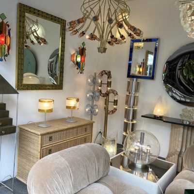 Pair of Murano glass and gray lacquered metal lamps by Mazzega. Italy 1990 Carlo Aldo Nason 1970 venini vistosi 1980 la murrina