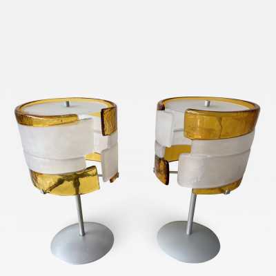 Pair of Murano glass and gray lacquered metal lamps by Mazzega. Italy 1990 Carlo Aldo Nason 1970 venini vistosi 1980 la murrina