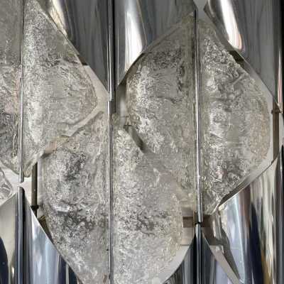sconces chandelier lamp pair metal glass murano mazzega carlo nason aldo italy 1970