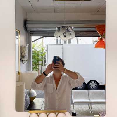 Pair of gray tinted glass brass mirrors by Modernindustria. Italy 1970 Romeo Rega, Tommaso Barbi, Sandro Petti for Maison Jansen, Willy Rizzo, Mario Sabot.