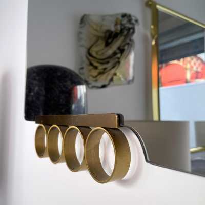 Pair of gray tinted glass brass mirrors by Modernindustria. Italy 1970 Romeo Rega, Tommaso Barbi, Sandro Petti for Maison Jansen, Willy Rizzo, Mario Sabot.