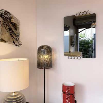 Pair of gray tinted glass brass mirrors by Modernindustria. Italy 1970 Romeo Rega, Tommaso Barbi, Sandro Petti for Maison Jansen, Willy Rizzo, Mario Sabot.