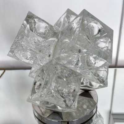 lamp glass metal cube bubble poliarte italy 1970 albano polished
