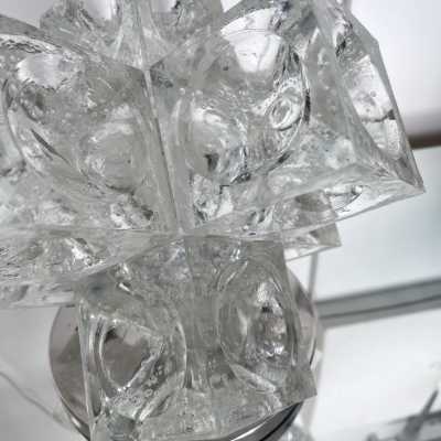 lamp glass metal cube bubble poliarte italy 1970 albano polished