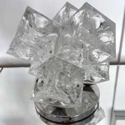 lamp glass metal cube bubble poliarte italy 1970 albano polished