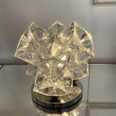 lamp glass metal cube bubble poliarte italy 1970 albano polished