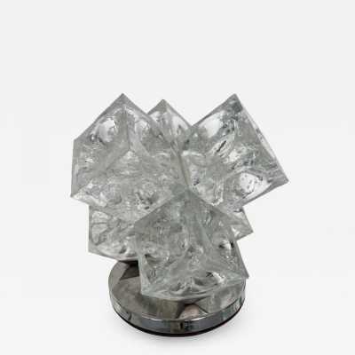 lamp glass metal cube bubble poliarte italy 1970 albano polished